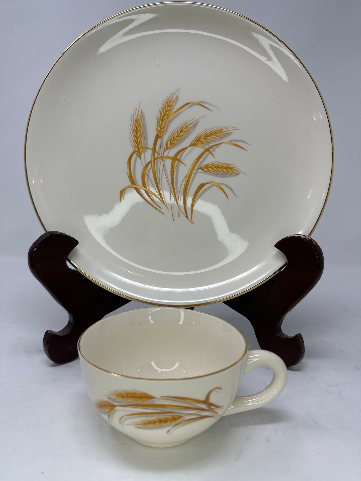 Golden Wheat Teacup and Plate Set
