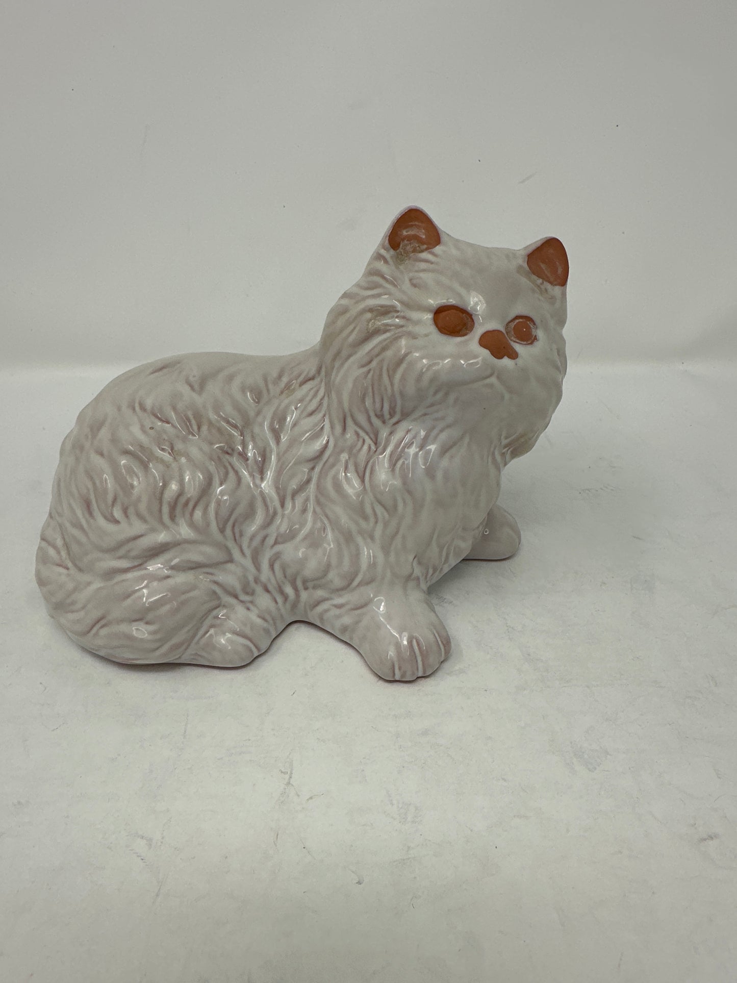 Vintage White Glazed Ceramic Cat