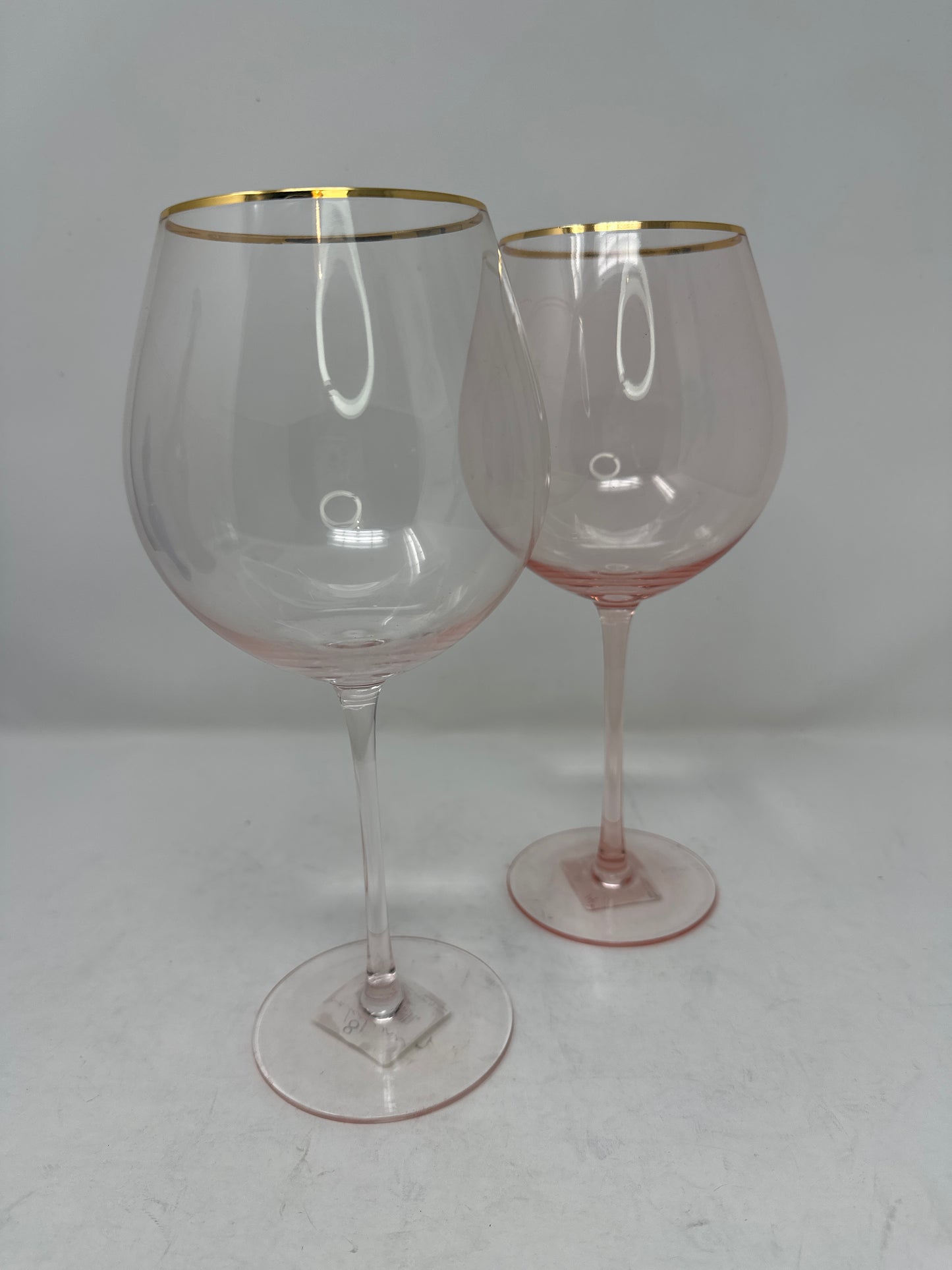 Gold Rim Pink Wine Glasses