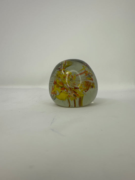 Orange and Yellow Art Glass Paperweight