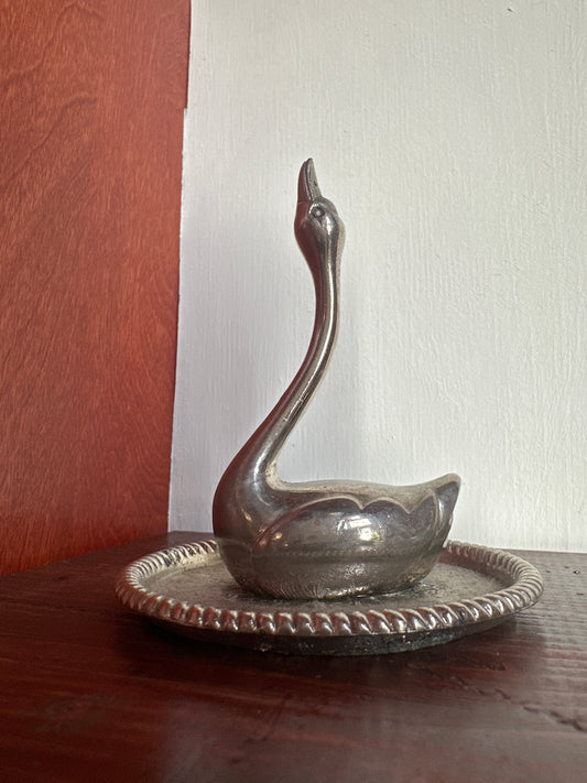 Vintage Swan Silver Plated Ring Holder