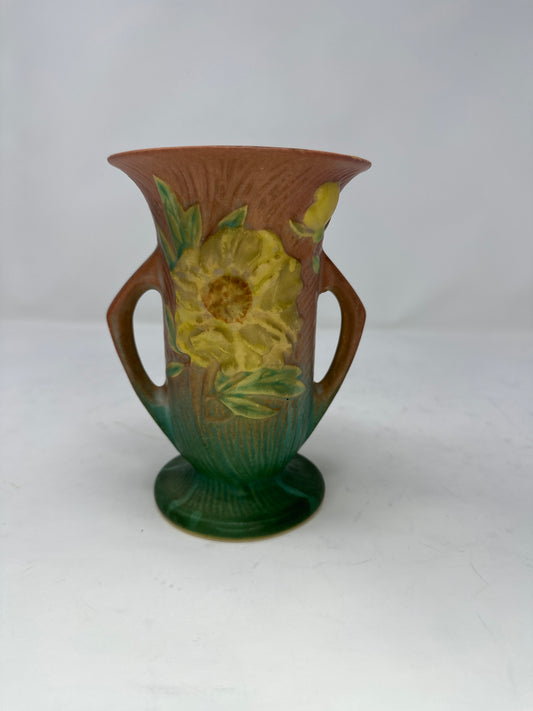 Roseville Peony Green Vase