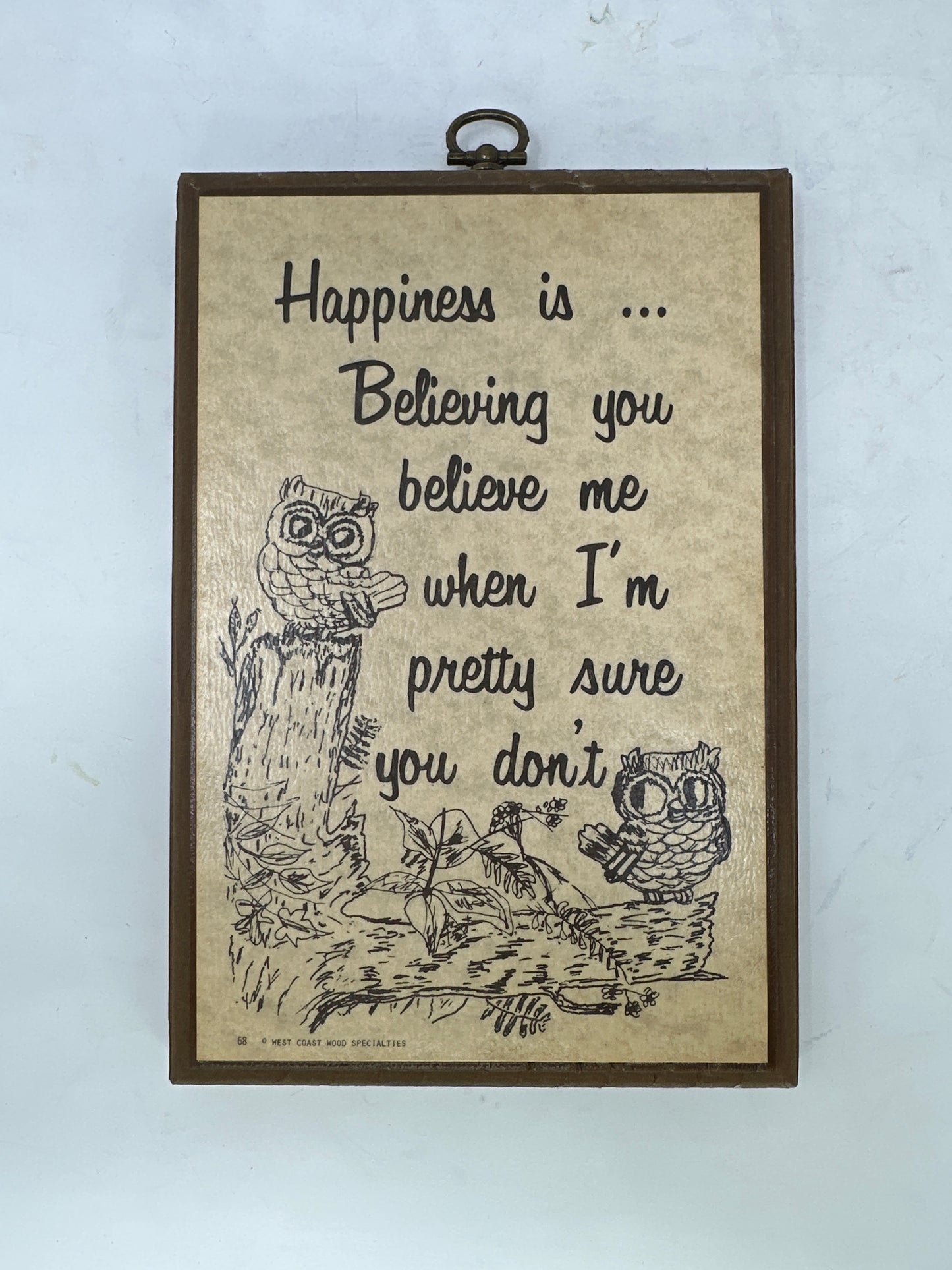 Owl Plaque - Happiness