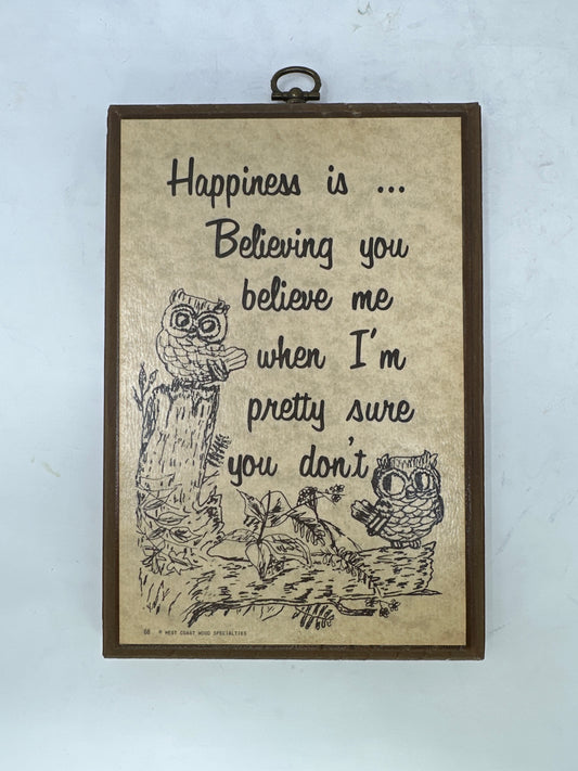 Owl Plaque - Happiness