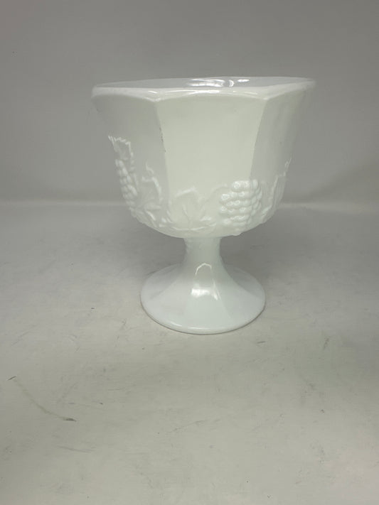 Indiana Milk Glass Grape Vine Pedestal Dish