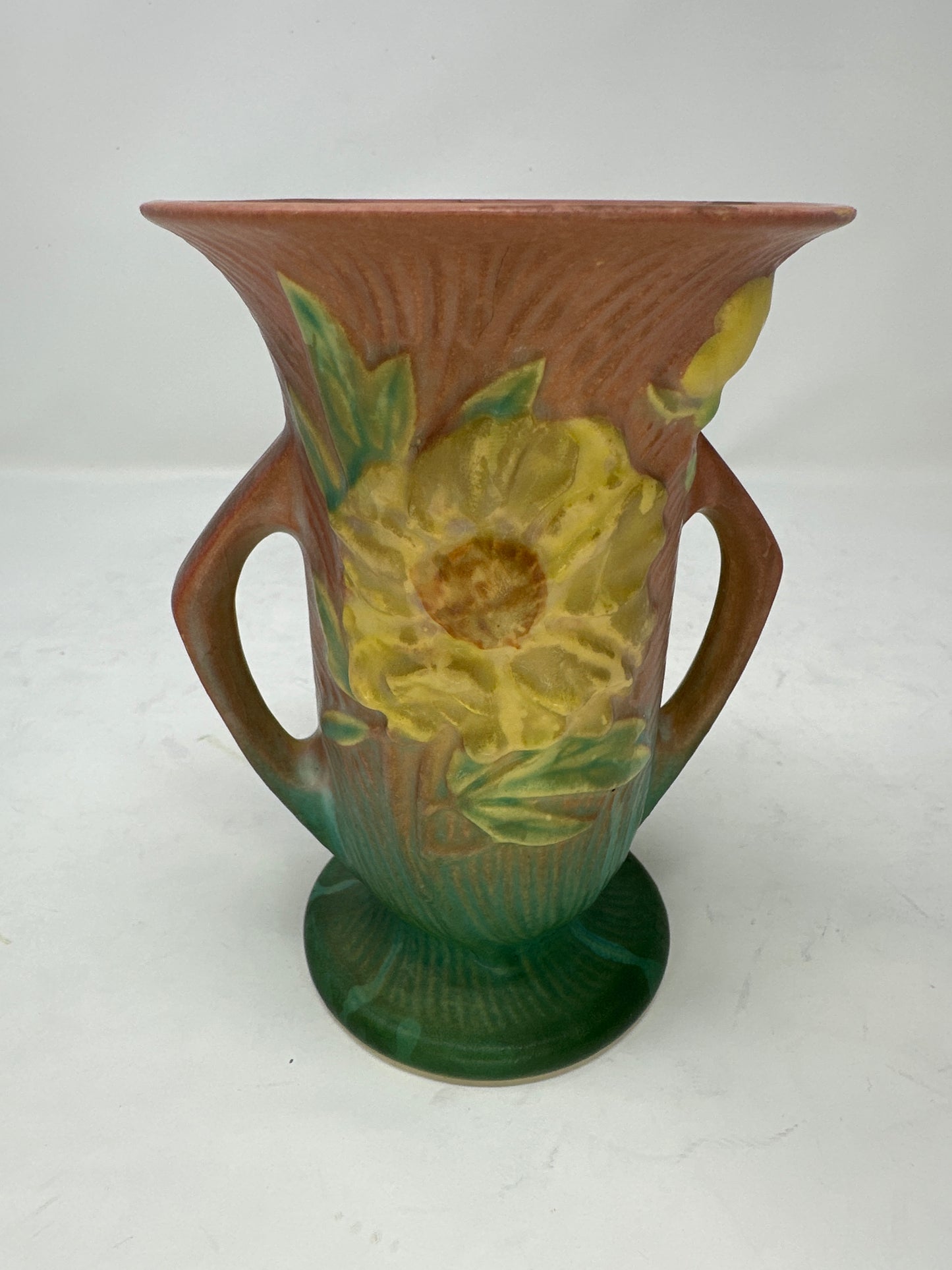 Roseville Peony Green Vase