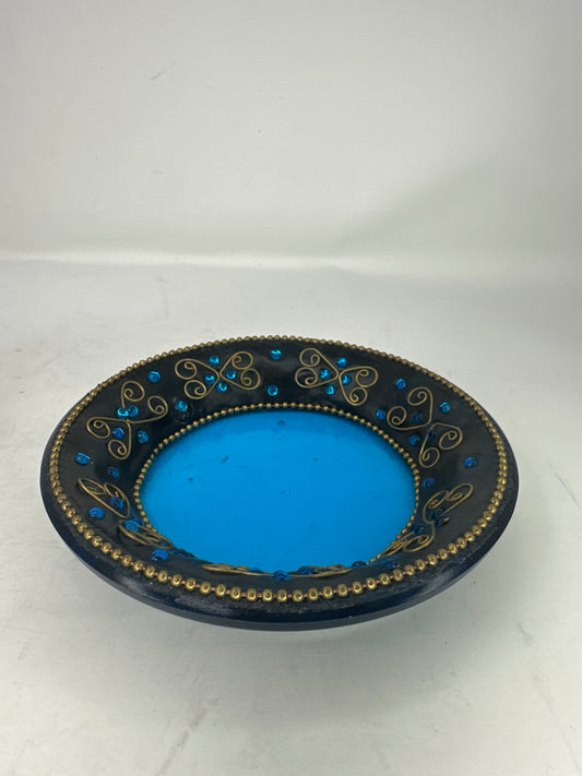 Blue Glass Candle Dish