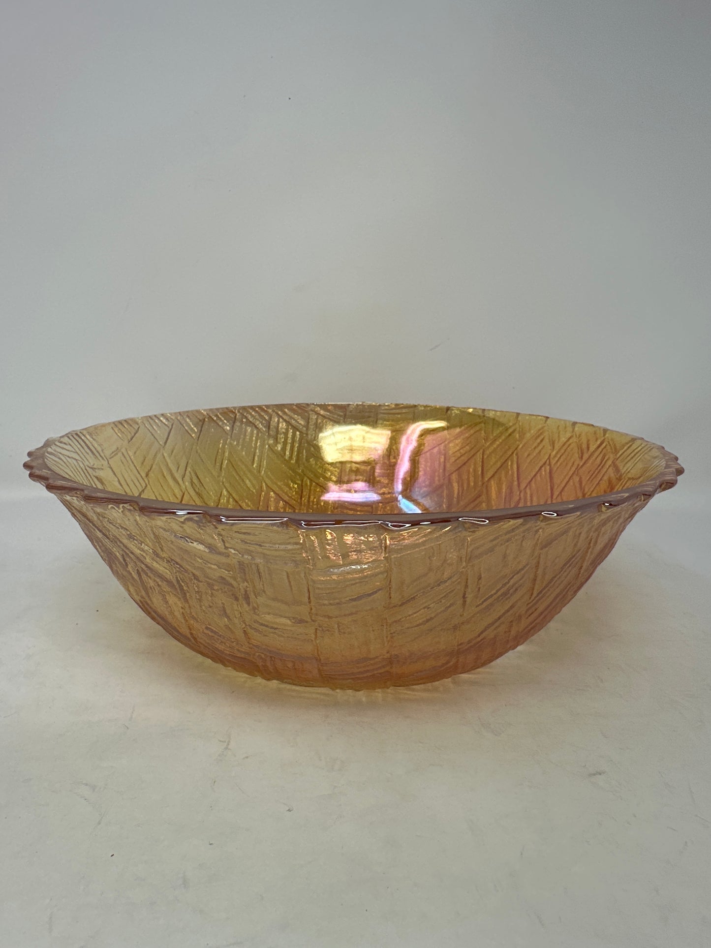 Carnival Glass Iridescent Woven Bowl