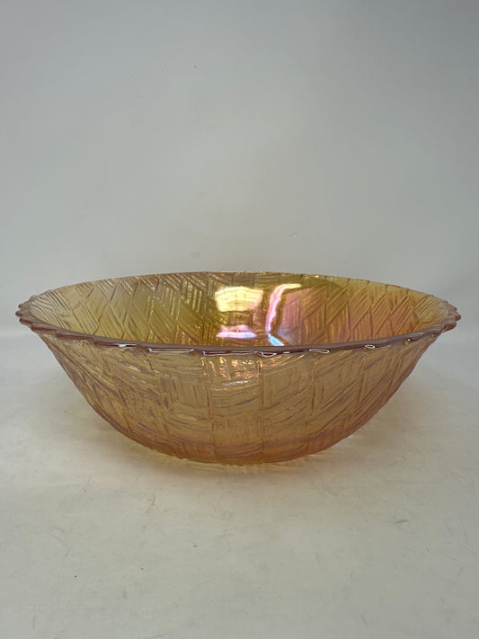 Carnival Glass Iridescent Woven Bowl