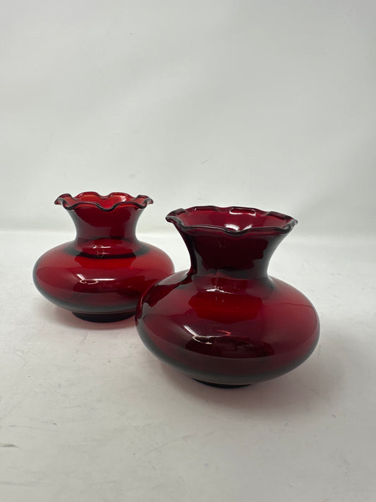 Vintage Royal Ruby Ruffle Burgundy Bud Vase