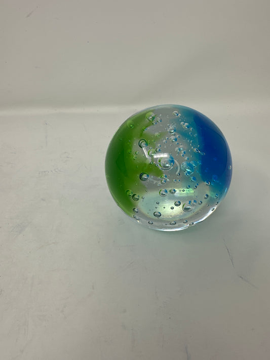 Green and Blue Art Glass Paperweight